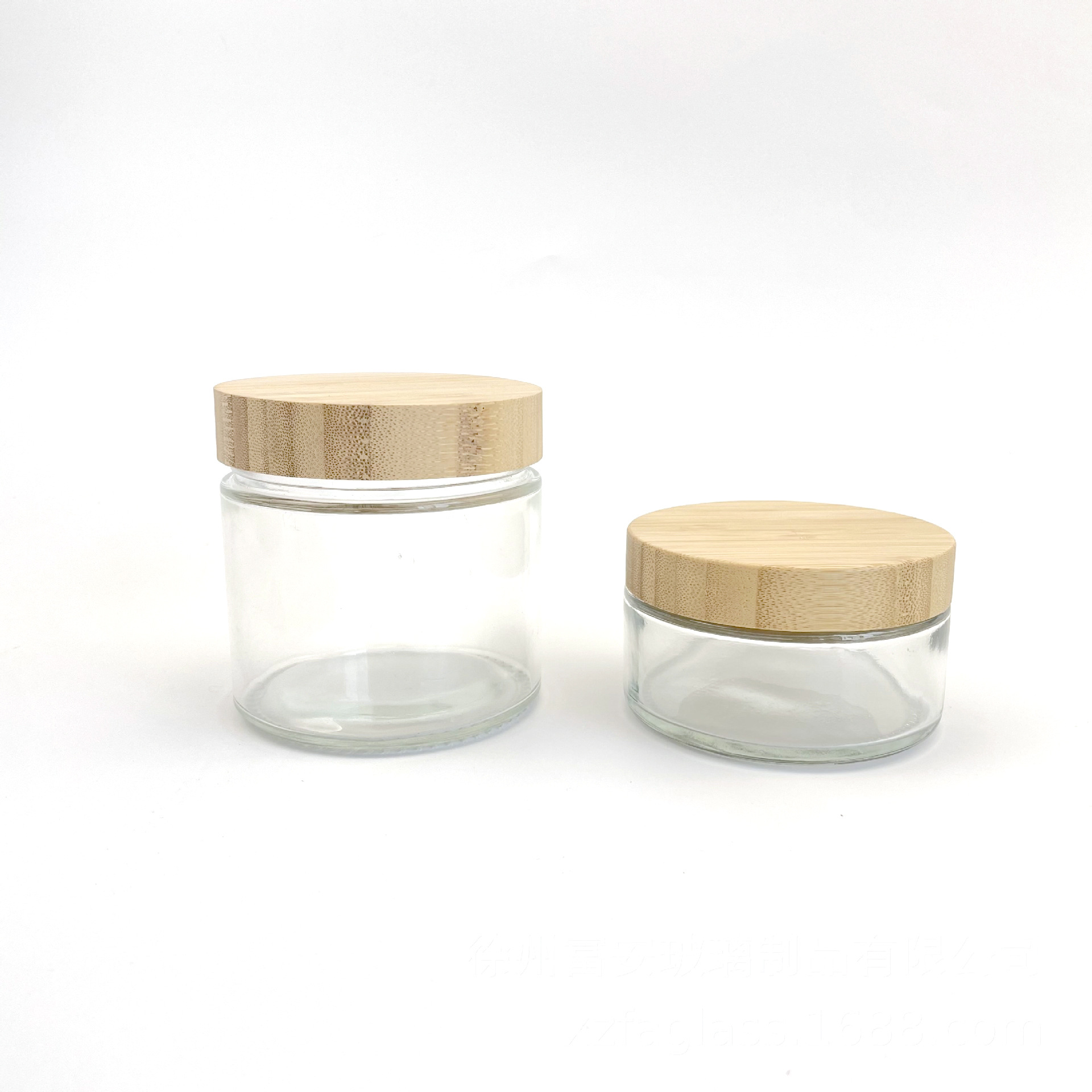 玻璃竹木盖花茶内挑丝 200ML化妆品包装面膜瓶内挑丝木盖现货