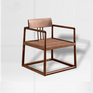 ♤ New Chinese Style Solid Wood Armchair Tea Chair Taishi Chair Black Walnut Tea Room Master Chair Modern Leisure Zen Style