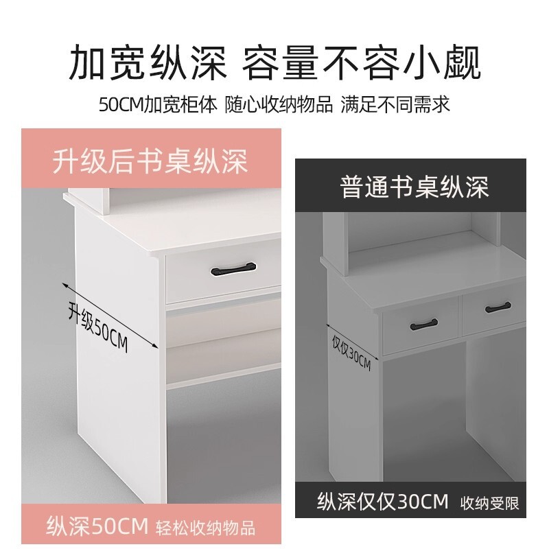 书桌书架一体桌子学生家用卧室学习桌电脑桌出租屋用写字桌工作台|undefined