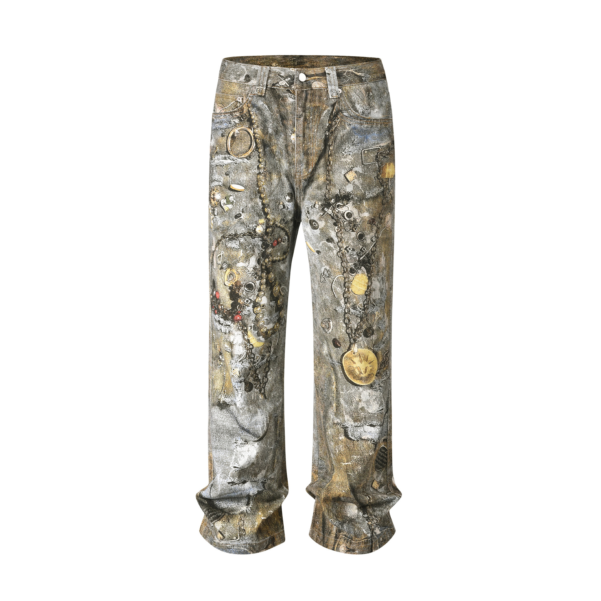 Herrejeans med rett passform og vide ben med diamantmønster_voghion.com