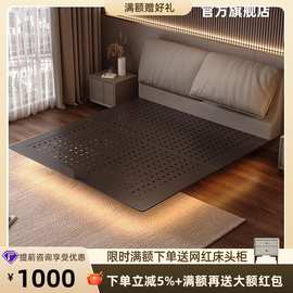 碳素钢床现代简约大象耳朵真皮软包床2025年新款铁艺悬浮双人床