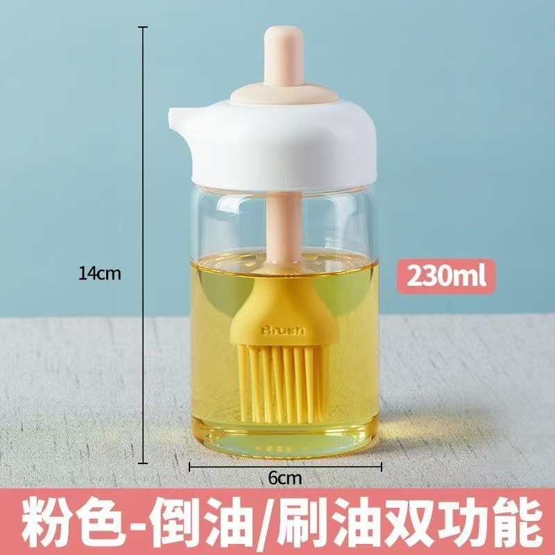 計量ブラシオイルボトルシリコーンオイルブラシキッチン家庭用逆さブラシ一体型ガラスオイルポットバーベキューエアフライヤーブラシオイルボトル|undefined