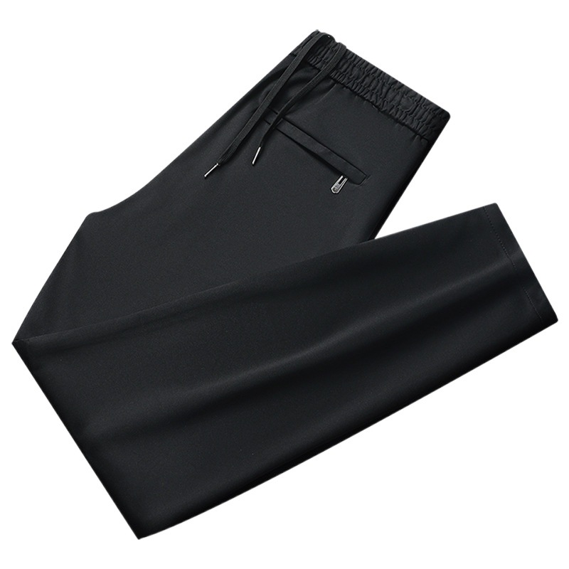Pantalones casuales de cintura elástica delgada de verano para hombres, pantalones rectos sueltos para papá, pantalones fríos para hombres de mediana edad y ancianos image 5