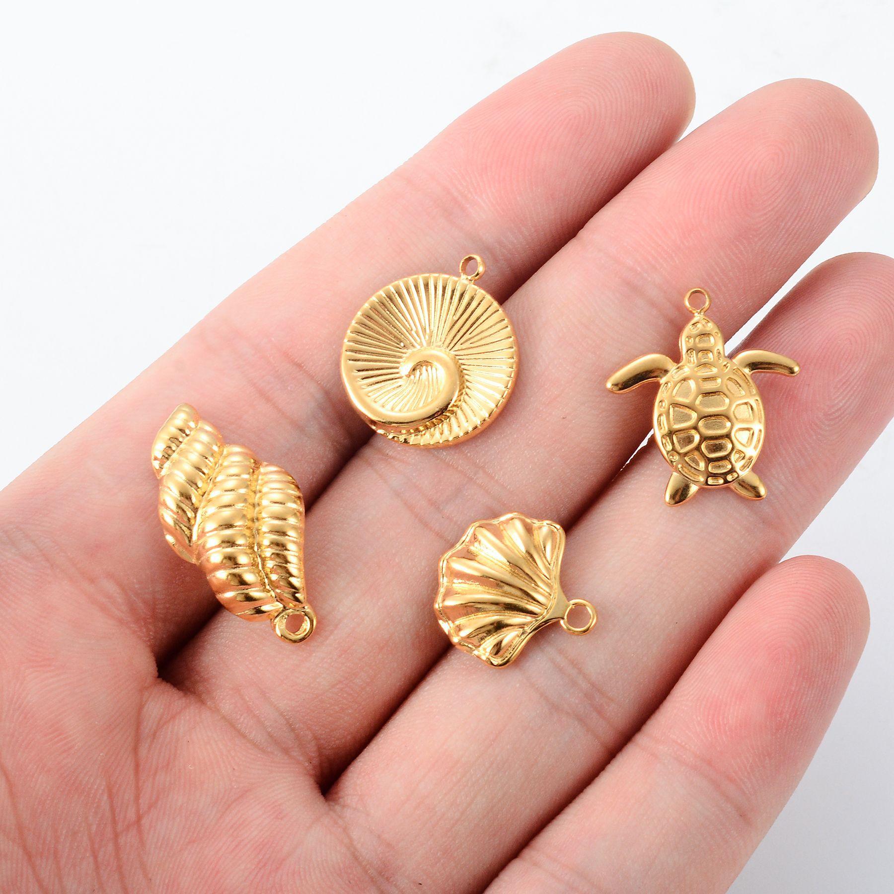 5g Weight 1 Piece 304 Stainless Steel Tortoise Conch Shell Pendant