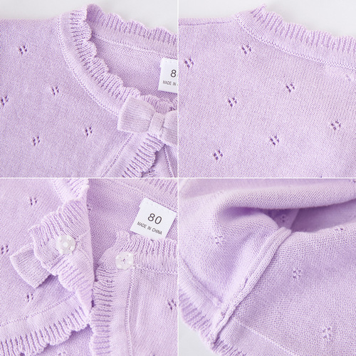 European and American bow girls' knitted cardigan jackets for small and medium-sized children's sweaters air-conditioning shirts summer thin cross-border wholesale