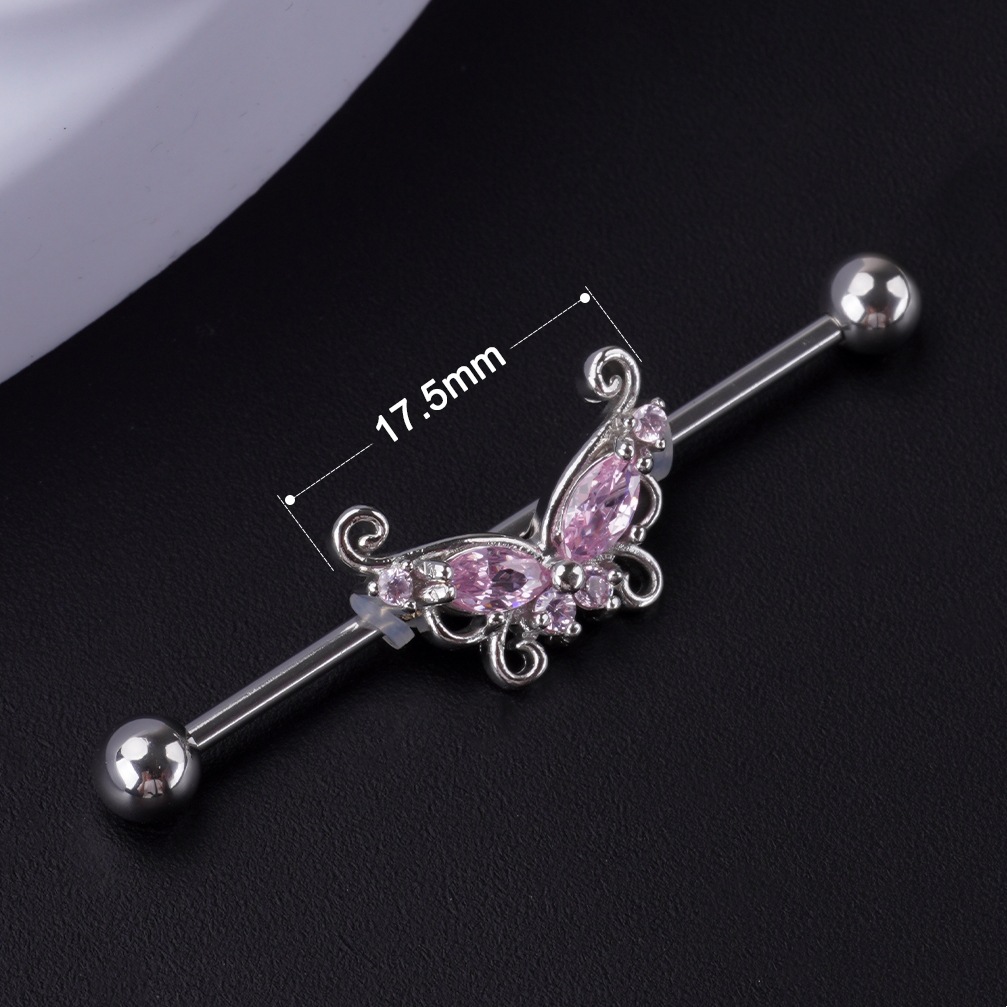 欧米の国境を越えた電気商の新型ステンレス工業横棒ピアス愛桃心バーベル耳骨釘穿刺アクセサリー