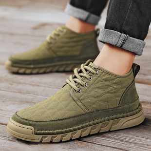 Cross-border Cotton Shoes Men's Winter fleece-lined Warm Boots Snow Boots Men's Shoes Men's High-top Non-slip Wear-resistant Lace-up Boots
