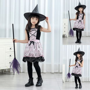 Cross-Border Halloween Kidsren's Costumes Girls Cos Shiny Little Witch Costumes Party Skirts Performance Clothes