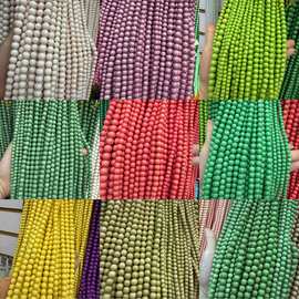 人造绿松石散珠小圆珠diy文玩佛珠手串配件高瓷蓝松石流苏珠子