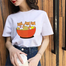 Corgi T Shirt 欧美风个性柯基犬面条印花女士夏季T恤短袖亲子装