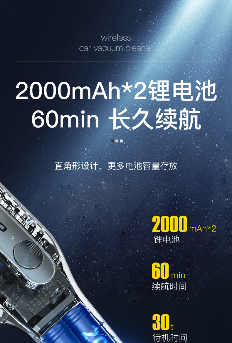 Oshure Car Vacuum Cleaner Wireless Large Suction Handheld Car Small Portable Vacuum Cleaner for Home and Car