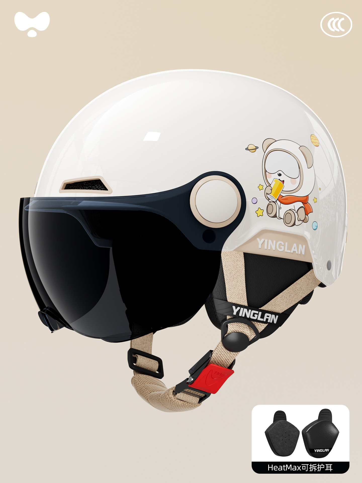 High-Value Light Warm: Universal Motosiklet kaskı (dəbilqə) - 3c-space-bear-sunscreen-short-mirror-four-seasons-detachable-one-size
