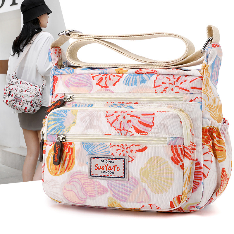 Fashion Printed Women's Bag Large Capacity Simple Lightweight Shoulder Crossbody Bag Commuting Casual Lightweight Nylon Women's Bag