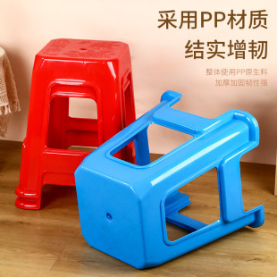 Household plastic stool fashion thick high bench living room simple dining table stackable square stool plastic stool manufacturers wholesale