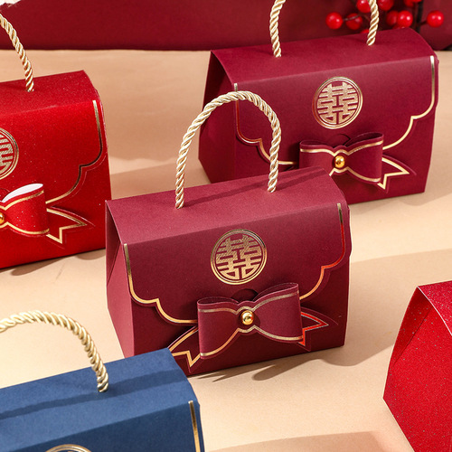 New portable wedding candy box Chinese style wedding candy box wedding candy bag high-end souvenir return gift box
