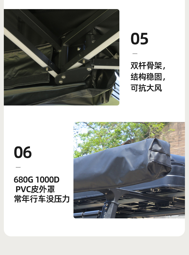 Outdoor Thickened Sunshade Car Canopy with Led, Multifunctional Adjustable Color Tent, Camping Tarp, Side Awning