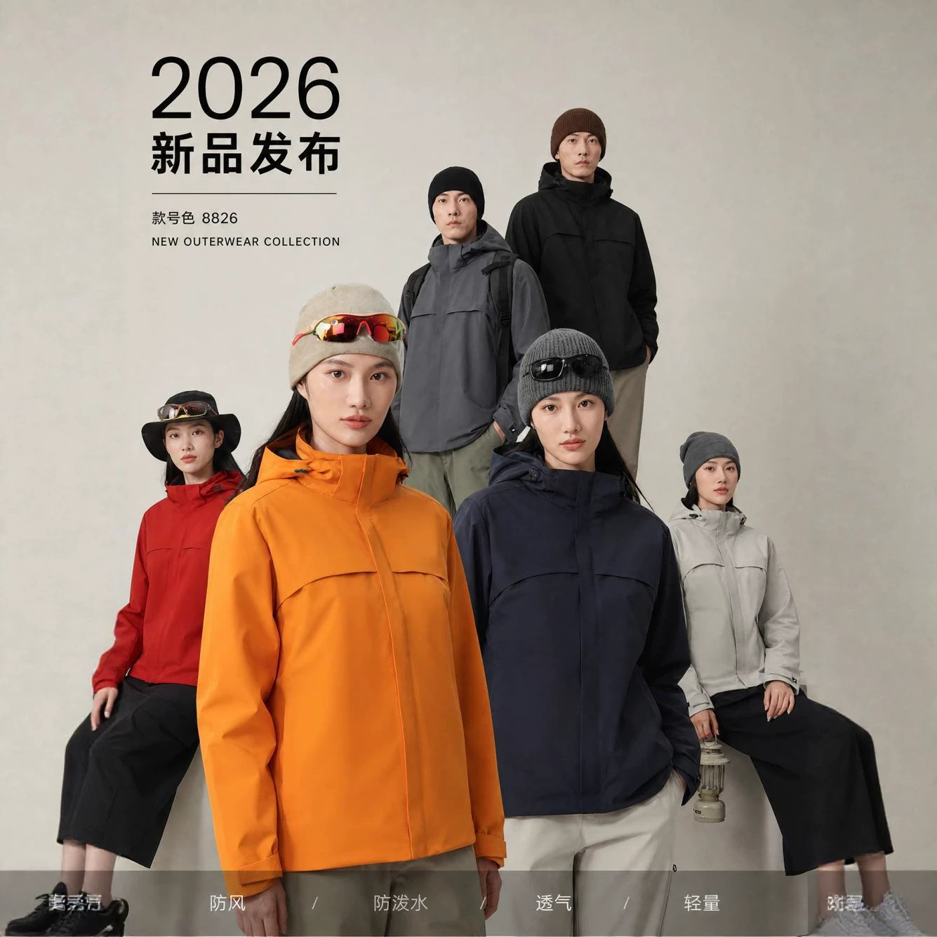 Customized three-in-one windbreaker, corporate employee workwear with printed logo, suitable for group outdoor activities, autumn and winter outerwear