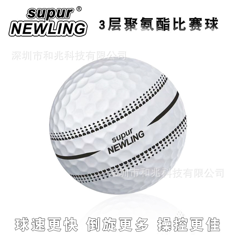 Golf marca nueva Bola de competición de tres capas 360 grados alineación sin fisuras putter bola final de alta densidad logotipo imprimible