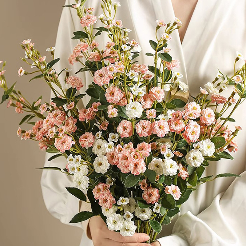 Cross-Border Popular Rose Flower Artificial Flower Small Rose Fake Flower Bouquet Silk Flower Ornament Wedding Photography Props