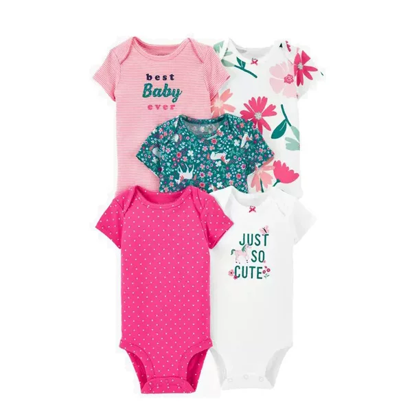 Foreign Trade Children's Clothing, New Summer Style, Short-Sleeved Triangle Romper for Infants and Toddlers, Five-Piece Baby Jumpsuit, Cross-Border Dropshipping