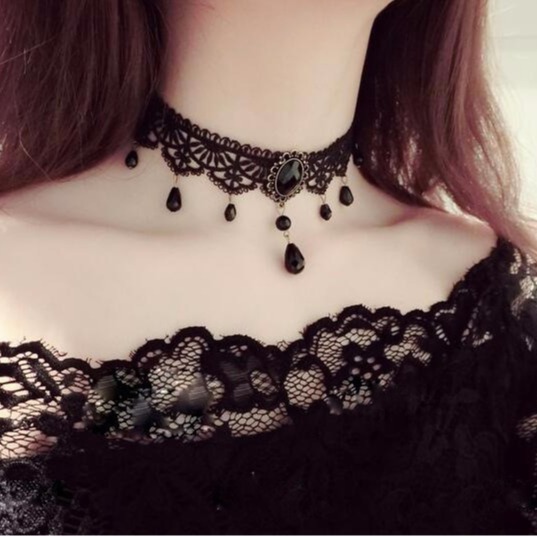 Cross Border Accessories Women's Neck Strap Court Gothic Spice Girl Neck Chain Lace Necklace Choker Clavicle Chain Collar Collar Vintage