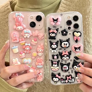 Cute Girl Stereo Kuromi Suitable for Apple 15 16Promax Mobile Phone Case Iphone14 Melody 13