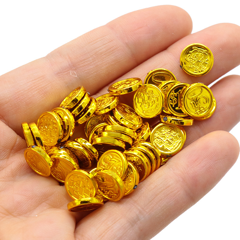 Pirate Ship 48 Gold Coins With Face Value Chip Toy