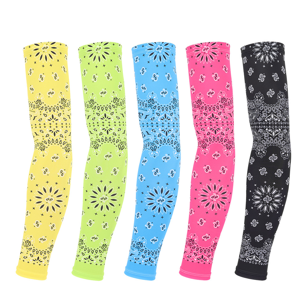 Cashew Flower Ice Silk Sleeves, Silicone Ice Sleeves, Sun Protection, Uv Protection, Outdoor Sports, Summer Cycling, Motorcycle Arm Guards