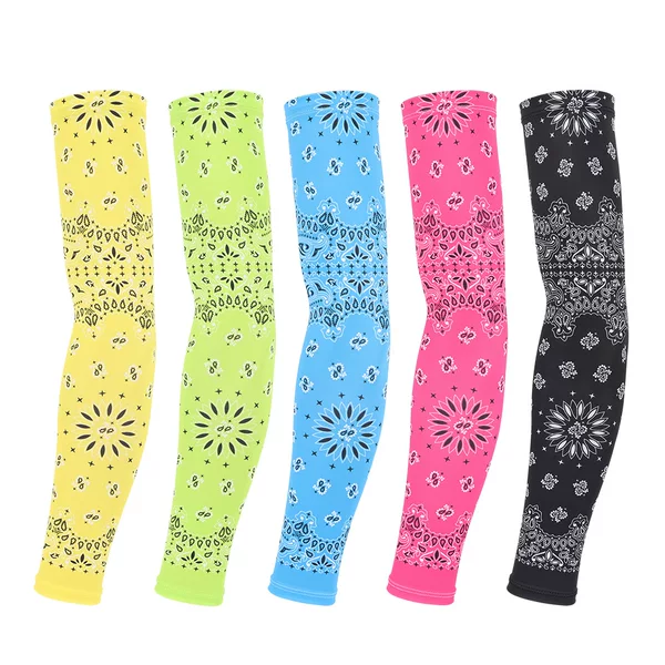 Cashew Flower Ice Silk Sleeves, Silicone Ice Sleeves, Sun Protection, Uv Protection, Outdoor Sports, Summer Cycling, Motorcycle Arm Guards