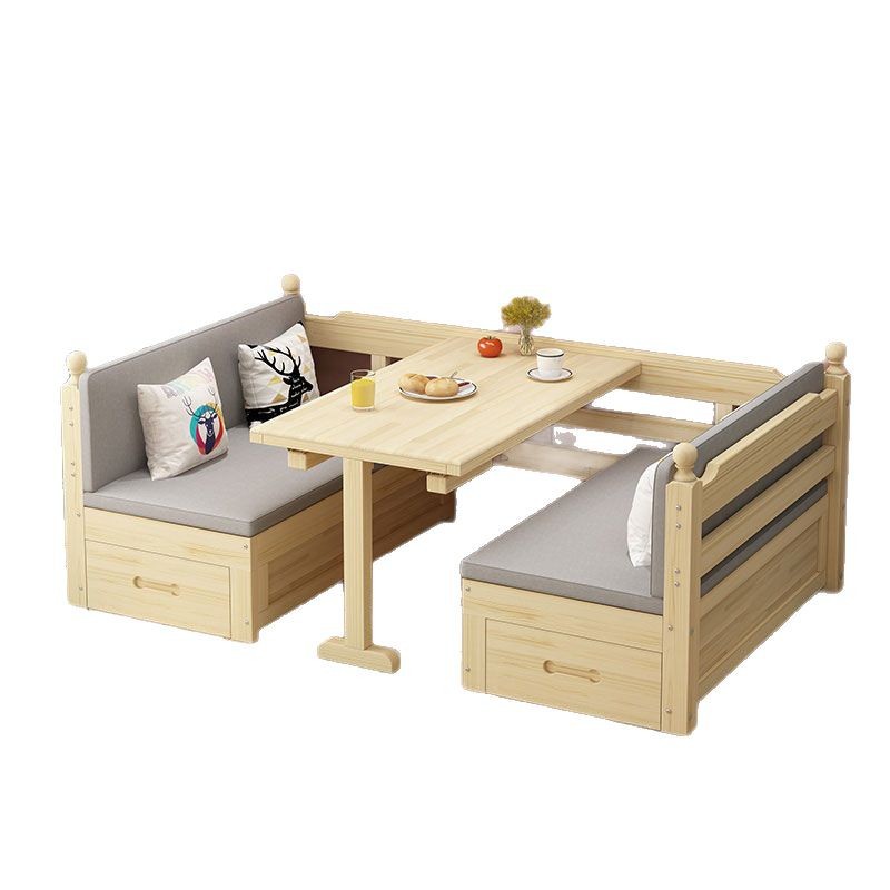 Sofá cama de madera maciza, sala de estar de doble uso, apartamento pequeño, combinación multifuncional plegable, hogar con almacenamiento de escritorio