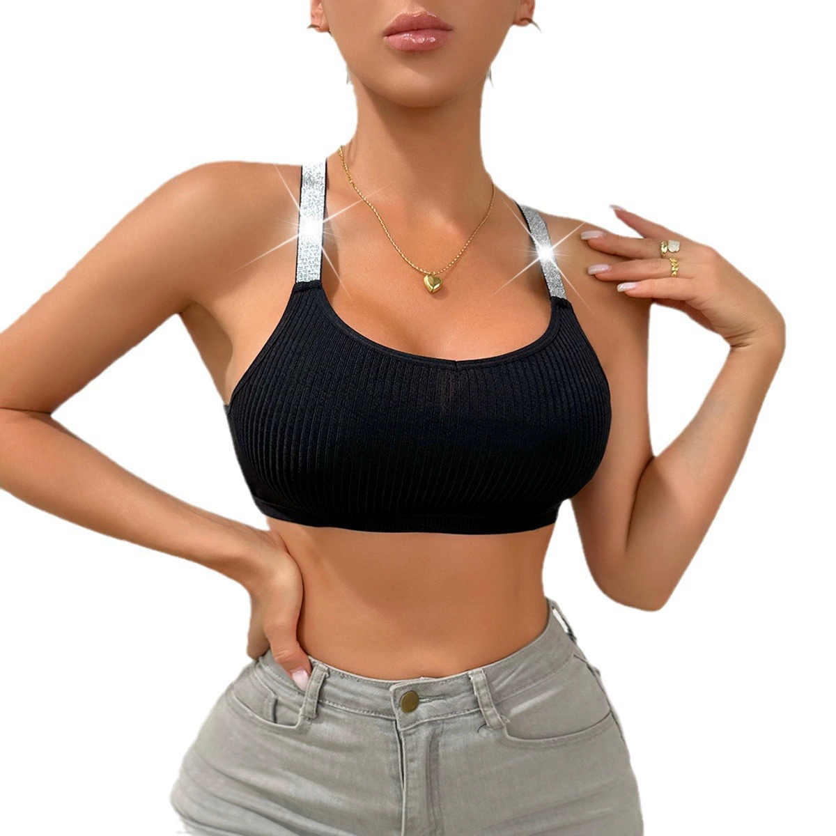 Бюстгальтер топ, футболка, короткое белье, европейский стиль, Amazon, slim fit, (Cross-border trading)