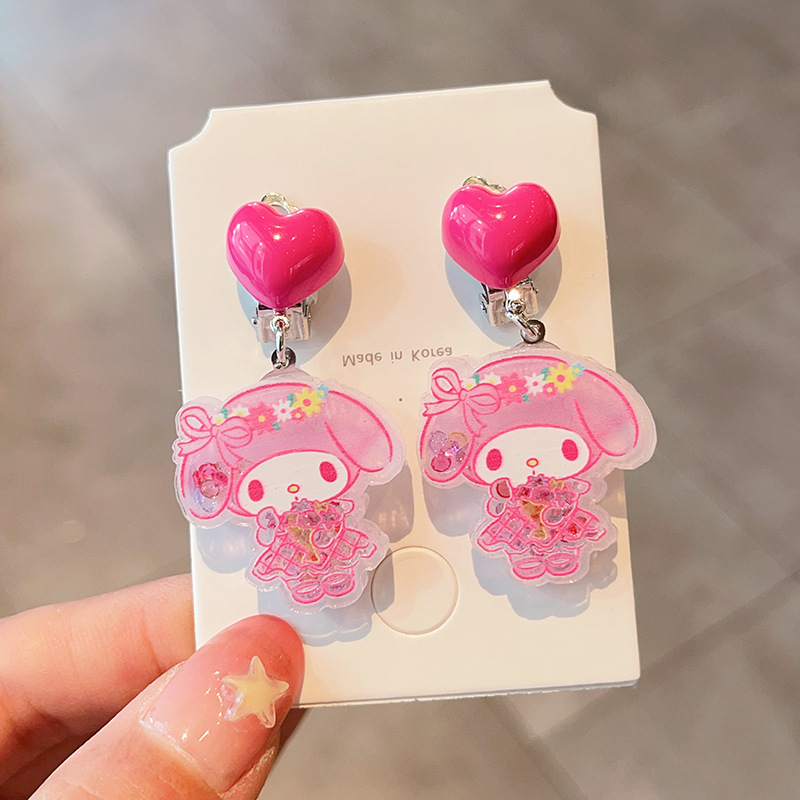 Clip de oídos de dibujos animados para niños 2024 nueva niña dulce sin agujeros de orejas orejas orejas joyerías orejas super lindas