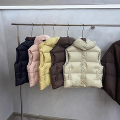 2025冬季新款欧货高端白鸭绒马甲羽绒服女连帽保暖背心坎肩外套