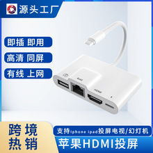 适用苹果hdmi OTG同屏投屏转换器转接线手机以太网RJ45直播读卡器