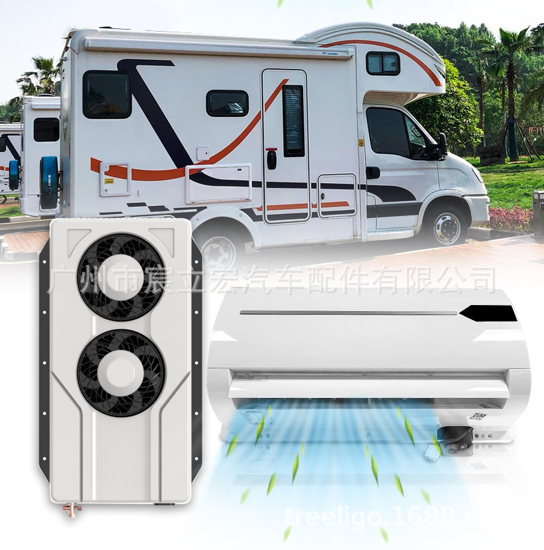 Manufacturer's new double-fan split parking air conditioner 12V24V mute high cooling capacity electric truck car saloon