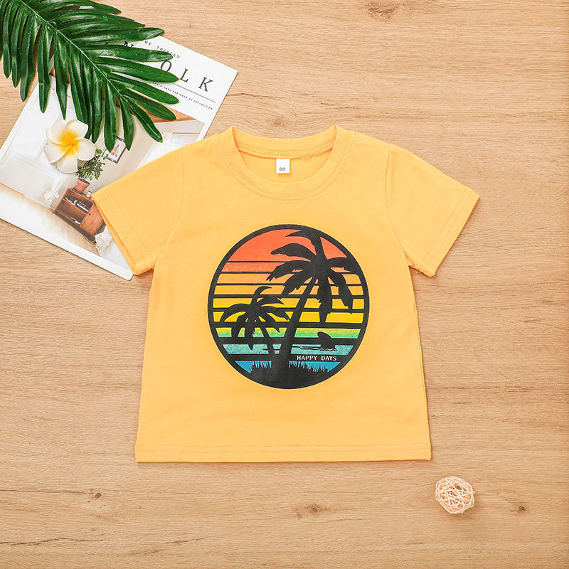 Children's Seaside Beach Shorts Set Summer Boys And Girls Short-sleeved T-shirt 2-piece Set display picture 4