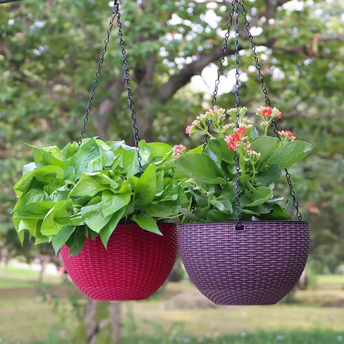 New simple imitation rattan green radish hanging basket basin hanging home green plant potted hanging orchid flower pot manufacturer sends hanging chain