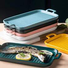 北欧风创意双耳烤盘陶瓷微波炉烤箱盘子家用菜盘烘焙披萨盘早餐