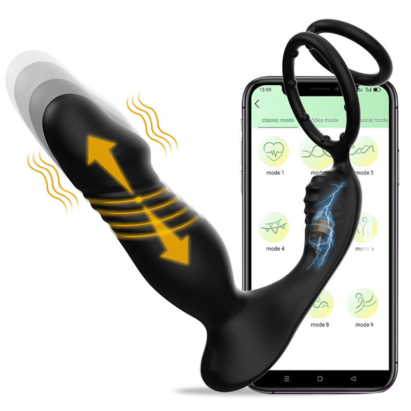 App-Controlled Vibrating Prostate Massager with Double Ring Locking, 9-Frequency Telescopic Anal Plug — detail image 28