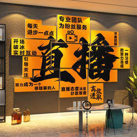 传媒公司形象氛围布置直播间背景办室电商企业文化墙面装饰贴标语
