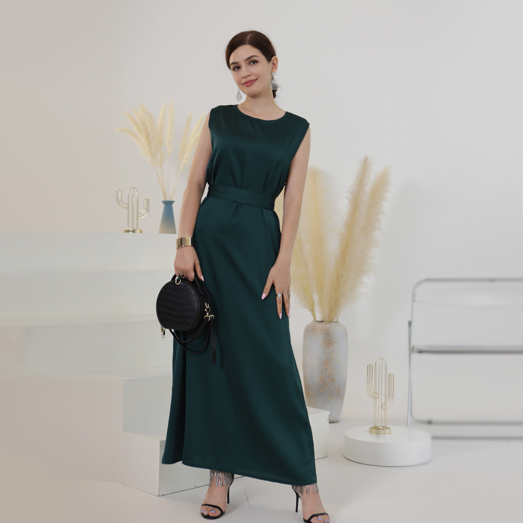 Women's Clothing Spring and Summer Daily Solid Color Beaded Dress_voghion.com