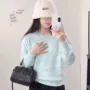 灯笼袖圆领套头宽松毛衣