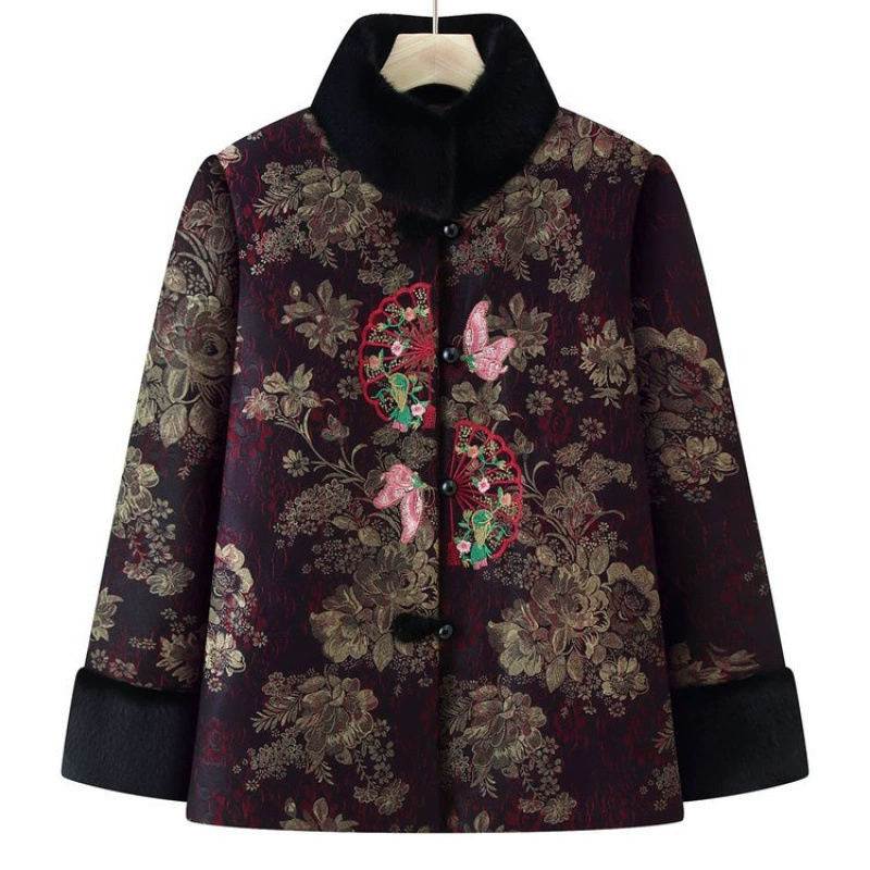 Winter fleece down jacket for mother, for middle age, increased thickness