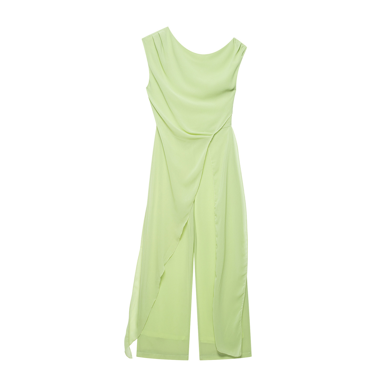 ZAZA hecho por sí mismo estilo europeo al por mayor ropa de mujer temperamento de moda universal irregular hombro inclinado conjunto de pantalones largos