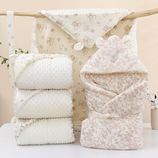 Baby Package Newborn Gauze Bean Velvet Quilt Cotton Thickened Autumn and Winter Baby Blanket Baby Package Quilt