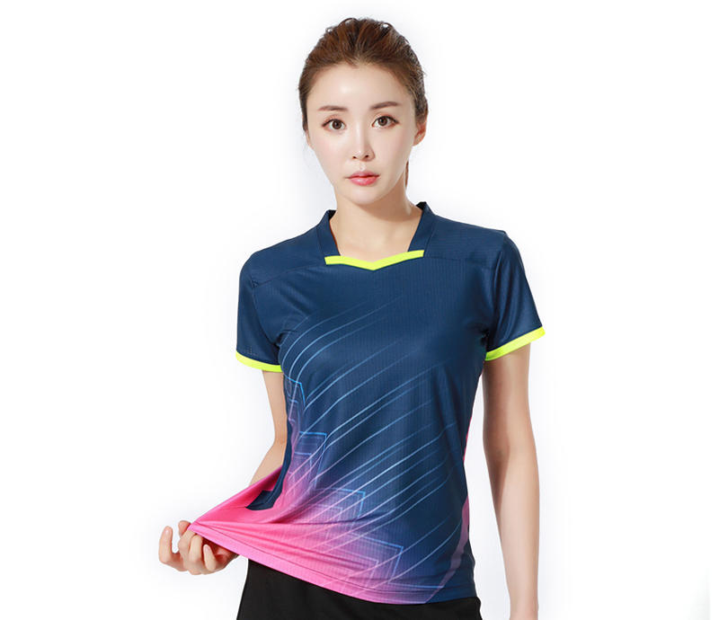 Nuevo traje de bádminton fresco de manga corta succión de sudor rápido secado hombre y mujer de cuello redondo de verano traje de bádminton deportivo