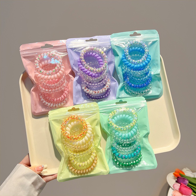 Nuevo caramelo color teléfono anillo pelo banda pelo accesorios simple cuerda de pelo conjunto japonés y coreano estilo alto elástico banda de goma cuerda de lazo de pelo