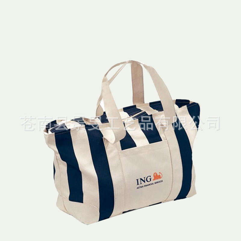 厂家供应印花条纹帆布购物袋 棉布手提袋 帆布袋加印logo