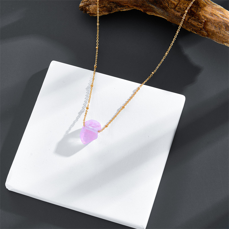 Simple Style Geometric Copper Pendant Necklace Natural Stone Copper Necklaces