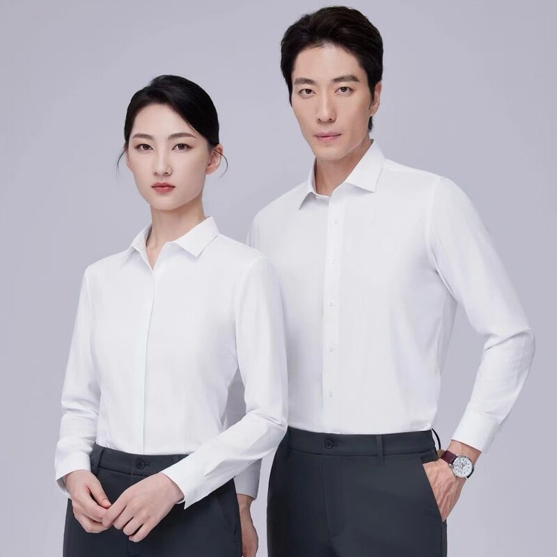 Spring and Autumn White Shirts for Men, Formal Business Long-Sleeved Shirts, Professional Wear, Work Clothes, Black Shirts, Plus Size Men's Clothing